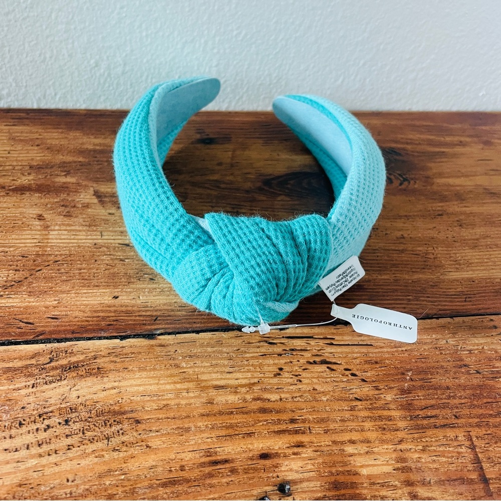 NWT Anthropologie Waffle Knit Two Tone Headband - Blue Teal